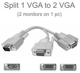 VGA-splitter, 1 VGA hane till 2 VGA hona i gruppen DATORER & KRINGUTRUSTNING / Datorkablar / VGA / Kablar hos TP E-commerce Nordic AB (38-1009)