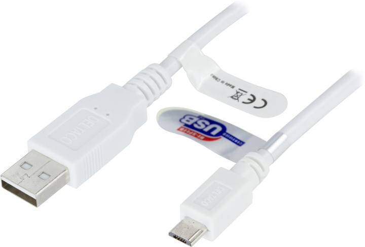 USB 2.0 kabel A Hane - Micro B Hane, 3 meter (USB-303W) i gruppen SMARTPHONE & SURFPLATTOR / Laddare & Kablar / Kablar / Kablar microUSB hos TP E-commerce Nordic AB (38-14066)