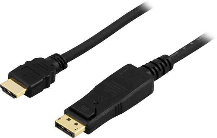 DELTACO DisplayPort till HDMI monitorkabel, 20-pin ha - ha 1 m (DP-3010) i gruppen DATORER & KRINGUTRUSTNING / Datorkablar / DisplayPort / Kablar hos TP E-commerce Nordic AB (38-16764)