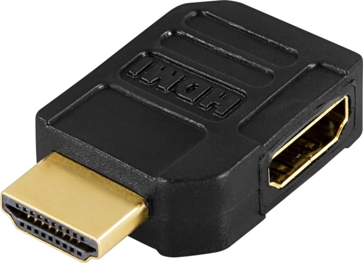 DELTACO HDMI-adapter, 19-pin hona till hane, vinklad (HDMI-22) i gruppen HEMELEKTRONIK / Kablar & Adaptrar / HDMI / Adaptrar hos TP E-commerce Nordic AB (38-17387)