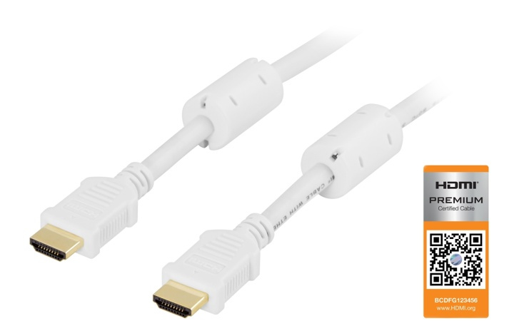 DELTACO HDMI-kabel, v1.4+Ethernet, 19-pin ha-ha, 1080p, vit, 0,5m (HDMI-1005A) i gruppen HEMELEKTRONIK / Kablar & Adaptrar / HDMI / Kablar hos TP E-commerce Nordic AB (38-17465)