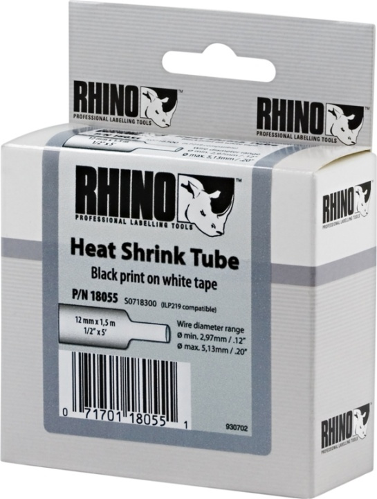 DYMO RhinoPRO märkbar krympslang 12mm, svart på vitt, 1.5m rulle (18055) i gruppen DATORER & KRINGUTRUSTNING / Skrivare & Tillbehör / Skrivare / Märkmaskiner & Tillbehör / Tejp hos TP E-commerce Nordic AB (38-18645)