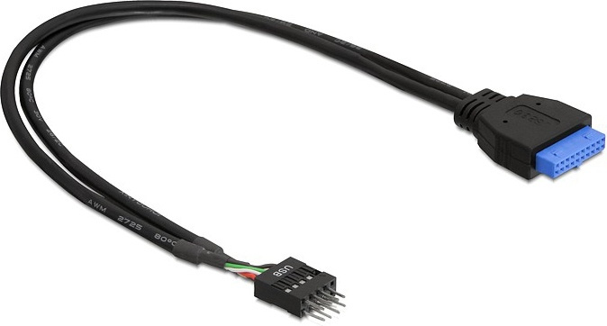 DeLOCK intern kabel för USB 3.0, IDC20 ho - IDC10 ha, 0,3m, svart (83095) i gruppen DATORER & KRINGUTRUSTNING / Datorkablar / Interna / USB-kablar hos TP E-commerce Nordic AB (38-19022)