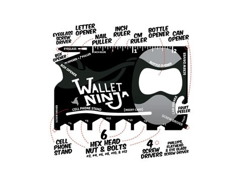 Wallet Ninja - multiverktyg i fickformat med 18 funktioner i gruppen SPORT, FRITID & HOBBY / Roliga prylar / Smarta saker hos TP E-commerce Nordic AB (38-25012)