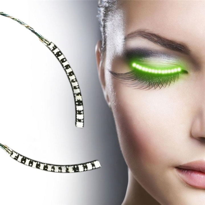 LED lashes, lysande ögonfransar för fest eller maskerad, Grön i gruppen SKÖNHET & HÄLSA / Makeup / Ögon & Ögonbryn / Lösögonfransar hos TP E-commerce Nordic AB (38-27776)