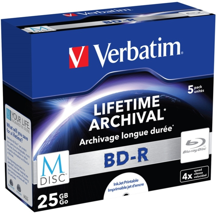 Verbatim M-Disc BD-R, 4x, 25GB/200min, 5-pack jewel case (43823) i gruppen HEMELEKTRONIK / Lagringsmedia / CD/DVD/BD-skivor / CD/DVD förvaring hos TP E-commerce Nordic AB (38-37135)