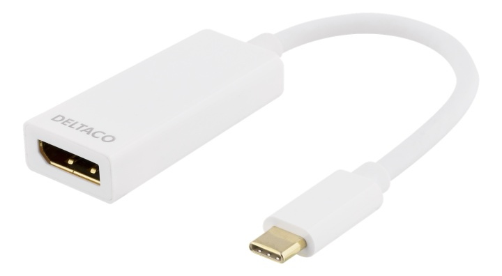 DELTACO USB 3.1 till DP adapter, Typ C - DP, 4K, UHD, vit i gruppen DATORER & KRINGUTRUSTNING / Datorkablar / DisplayPort / Adaptrar hos TP E-commerce Nordic AB (38-53771)