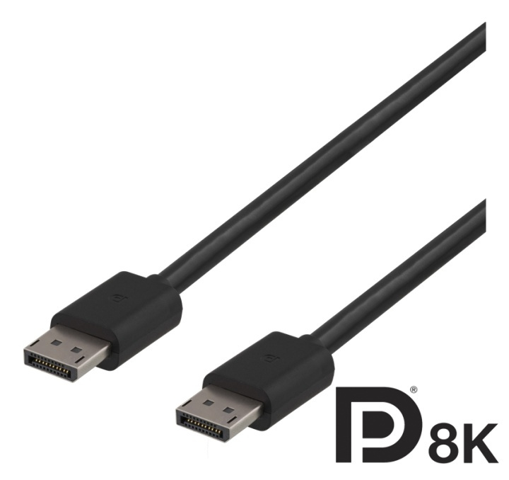 DELTACO DisplayPort kabel, DP 1.4, 7680x4320 i 60Hz, 2m, svart i gruppen DATORER & KRINGUTRUSTNING / Datorkablar / DisplayPort / Kablar hos TP E-commerce Nordic AB (38-61555)