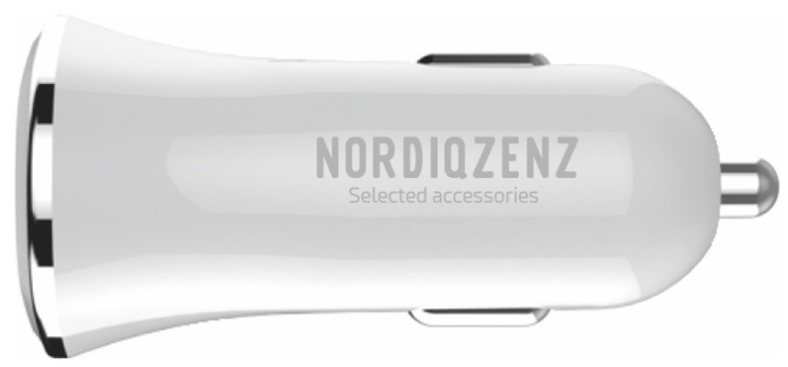 NORDIQZENZ Billaddare 2,4A, 2xUSB, Vit i gruppen SMARTPHONE & SURFPLATTOR / Laddare & Kablar / Billaddare / Billaddare USB hos TP E-commerce Nordic AB (38-81366)