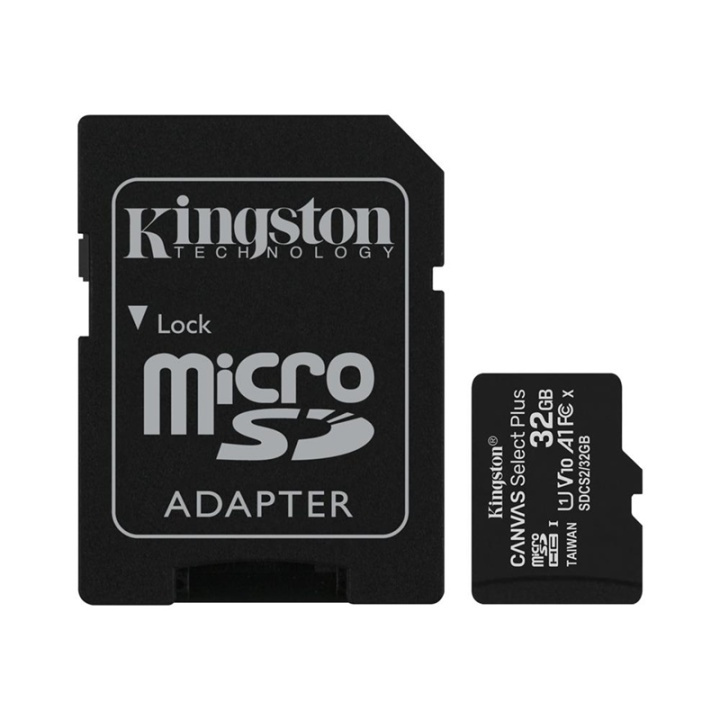 Kingston Canvas Select Plus microSDHC 32GB + Adapter i gruppen HEMELEKTRONIK / Lagringsmedia / Minneskort / Micro SD/HC/XC hos TP E-commerce Nordic AB (38-92718)