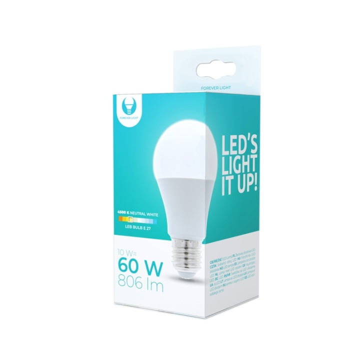LED-Lampa E27, A60, 10W, 230V, 4500K, Vit neutral i gruppen HEMELEKTRONIK / Belysning / LED-lampor hos TP E-commerce Nordic AB (38-92775)