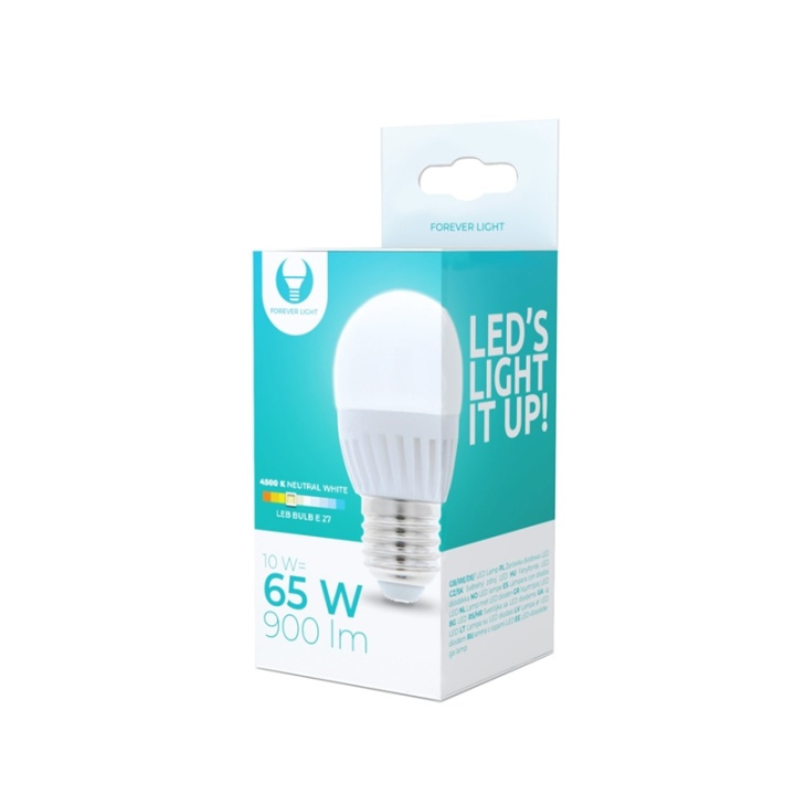 LED-Lampa E27, G45, 10W, 230V, 4500K, Keramisk, Vit neutral i gruppen HEMELEKTRONIK / Belysning / LED-lampor hos TP E-commerce Nordic AB (38-92786)