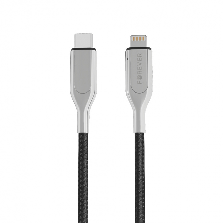 Forever Core - USB-C/Lightning (3A) MFI Svart, 1,5m i gruppen SMARTPHONE & SURFPLATTOR / Laddare & Kablar / Kablar / Kablar Lightning hos TP E-commerce Nordic AB (38-99347)