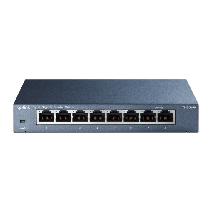 TP-LINK TL-SG108 Ohanterad Gigabit Ethernet (10/100/1000) Svart i gruppen DATORER & KRINGUTRUSTNING / Nätverk / Switchar / 10/100/1000Mbps hos TP E-commerce Nordic AB (A15291)