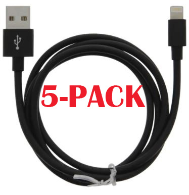 5-PACK Kabel USB-A - Lightning 2.4A, 1m, Svart i gruppen SMARTPHONE & SURFPLATTOR / Laddare & Kablar / Kablar / Kablar Lightning hos TP E-commerce Nordic AB (A22407PKT5)