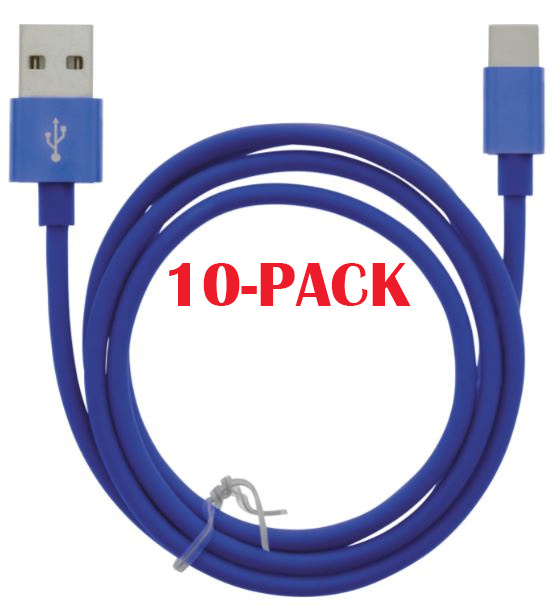 10-PACK Kabel USB-A - USB-C 2.4A, 1m, Blå i gruppen SMARTPHONE & SURFPLATTOR / Laddare & Kablar / Kablar / Kablar Typ C hos TP E-commerce Nordic AB (A22414PKT10)