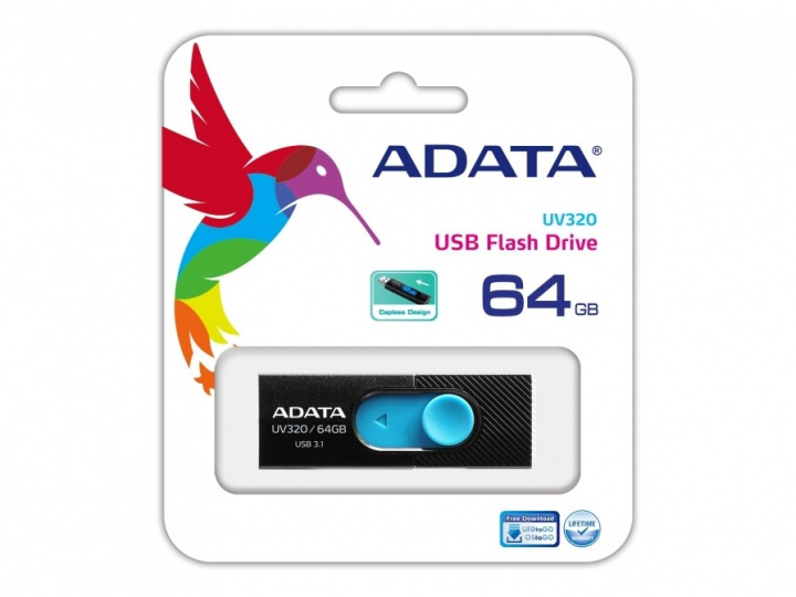 adata UV320 64GB black/blue USB 3.1 i gruppen HEMELEKTRONIK / Lagringsmedia / USB-minnen / USB 3.1 hos TP E-commerce Nordic AB (C02533)