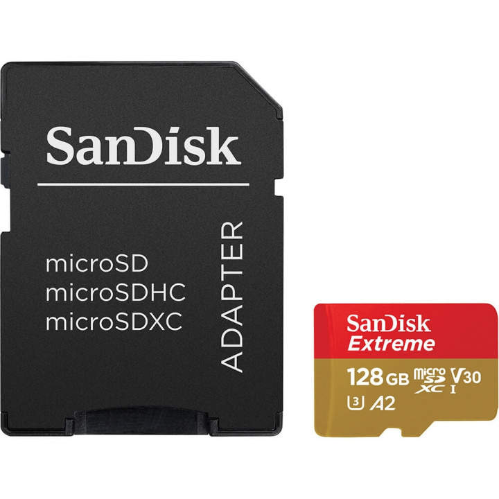 MicroSDXC Extreme 128GB 190MB/s A2 C10 V30 med Adapter i gruppen HEMELEKTRONIK / Lagringsmedia / Minneskort / Micro SD/HC/XC hos TP E-commerce Nordic AB (C06660)