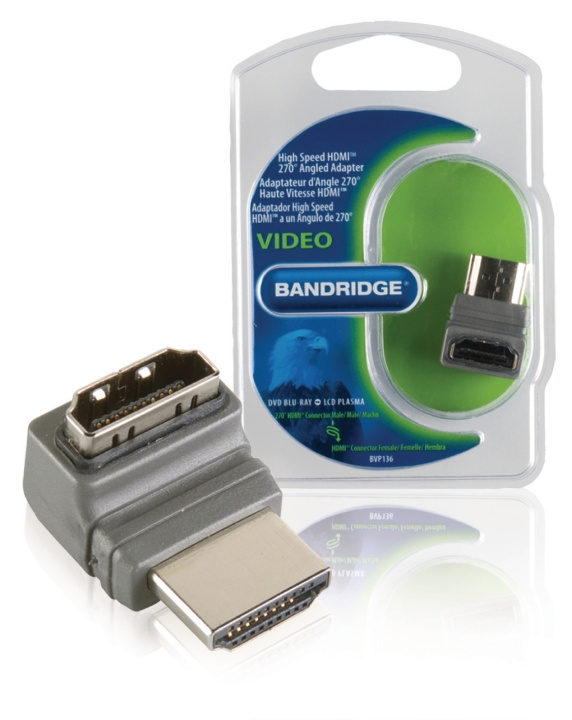 Bandridge High Speed HDMI med Ethernet Adapter Vinklat 270° HDMI Kontakt - HDMI Hona Grå i gruppen HEMELEKTRONIK / Kablar & Adaptrar / HDMI / Adaptrar hos TP E-commerce Nordic AB (C06853)
