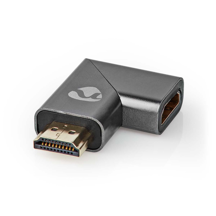 Nedis HDMI™ Adapter | HDMI™ Hane / HDMI™ Kontakt | HDMI™ Utgång | Guldplaterad | Vinklat höger | Aluminium | Grått Med Metall | 1 st. | Kartong med täckt fönster i gruppen HEMELEKTRONIK / Kablar & Adaptrar / HDMI / Adaptrar hos TP E-commerce Nordic AB (C07982)
