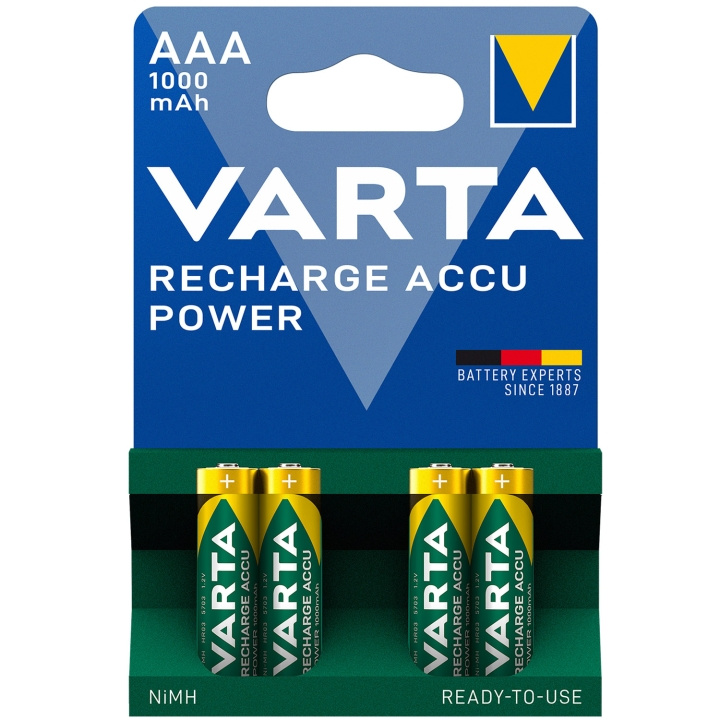 Varta Laddningsbart batteri AAA 1000 mAh 4-pack i gruppen HEMELEKTRONIK / Batterier & Laddare / Batterier / AAA hos TP E-commerce Nordic AB (C08712)