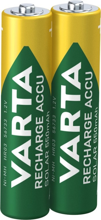Varta AAA (Micro)/HR03 (56733) laddningsbart batteri - 550 mAh, 2 st. blister Nickel-metallhydrid batteri (NiMH), 1,2 V i gruppen HEMELEKTRONIK / Batterier & Laddare / Laddningsbara batterier / AAA hos TP E-commerce Nordic AB (C38885)