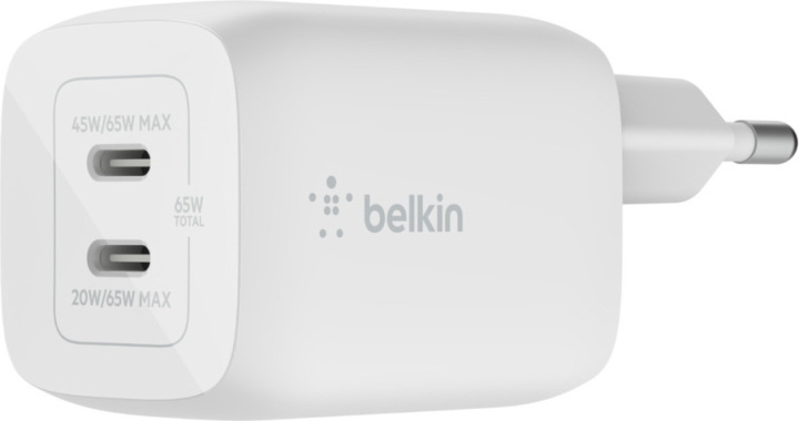 Belkin BoostCharge Pro Dual Port USB-C GaN 65W PD 3.0 laddare i gruppen SMARTPHONE & SURFPLATTOR / Laddare & Kablar / Väggladdare / Väggladdare Typ C hos TP E-commerce Nordic AB (C44535)
