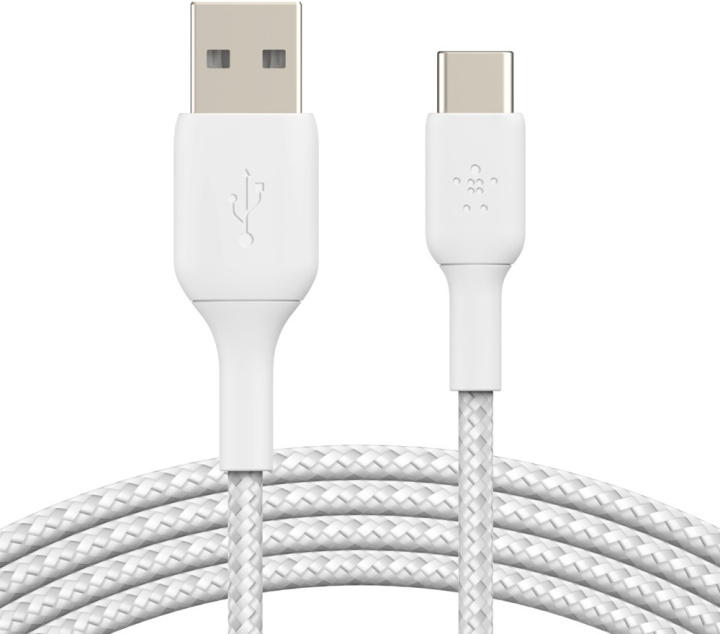 Belkin BOOST CHARGE™ USB-A - USB-C-kabel flätad, 3m, vit i gruppen DATORER & KRINGUTRUSTNING / Datorkablar / USB-kablar / USB-C hos TP E-commerce Nordic AB (C57677)