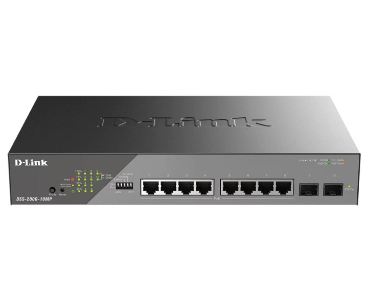 D-Link 10-Port Gigabit Ethernet PoE+ Surveillance Switch i gruppen DATORER & KRINGUTRUSTNING / Nätverk / Switchar / 10/100Mbps hos TP E-commerce Nordic AB (C59847)