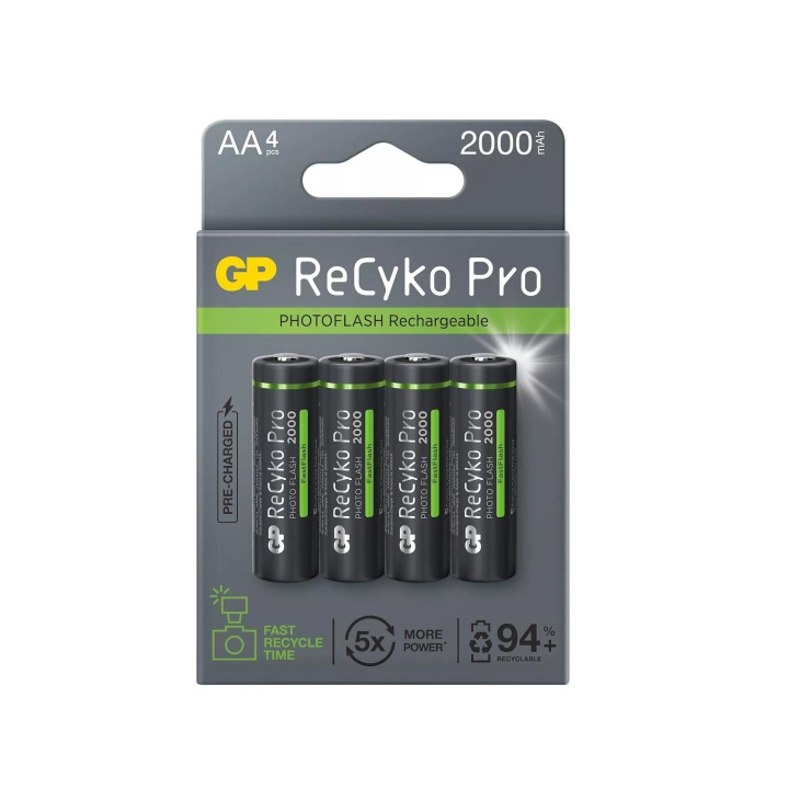 GP Recyko Pro Photoflash 2000mAh AA 4 Pack (PB) i gruppen HEMELEKTRONIK / Batterier & Laddare / Laddningsbara batterier / AA hos TP E-commerce Nordic AB (C60010)