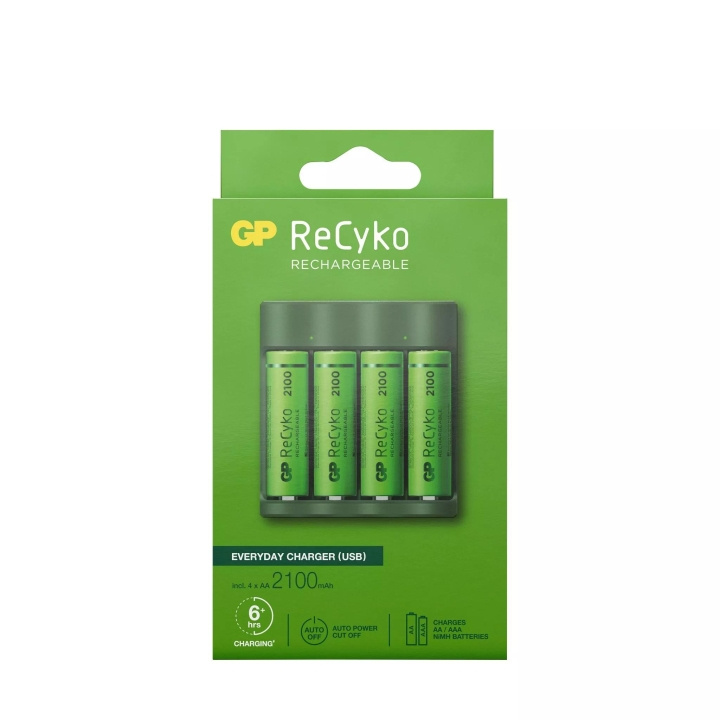 GP ReCyko EverydayCharger w/4xAA 2100mAh (PB) i gruppen HEMELEKTRONIK / Batterier & Laddare / Laddningsbara batterier / AA hos TP E-commerce Nordic AB (C60015)