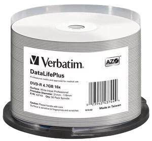 Verbatim DVD-R 16x, 4.7GB/120min, 50-pack spindel, Non ID, Inkjet i gruppen HEMELEKTRONIK / Lagringsmedia / CD/DVD/BD-skivor / DVD-R hos TP E-commerce Nordic AB (C65235)