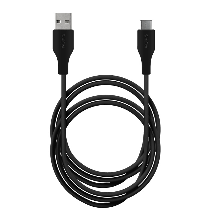 Puro USB-A - USB-C cable, 2m, Svart i gruppen DATORER & KRINGUTRUSTNING / Datorkablar / USB-kablar / USB-C hos TP E-commerce Nordic AB (C65272)