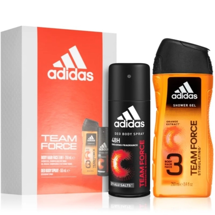adidas Team Force For Him Deospray 150ml + Shower Gel 250ml i gruppen SKÖNHET & HÄLSA / Presentkit / Presentkit För Honom hos TP E-commerce Nordic AB (C65683)