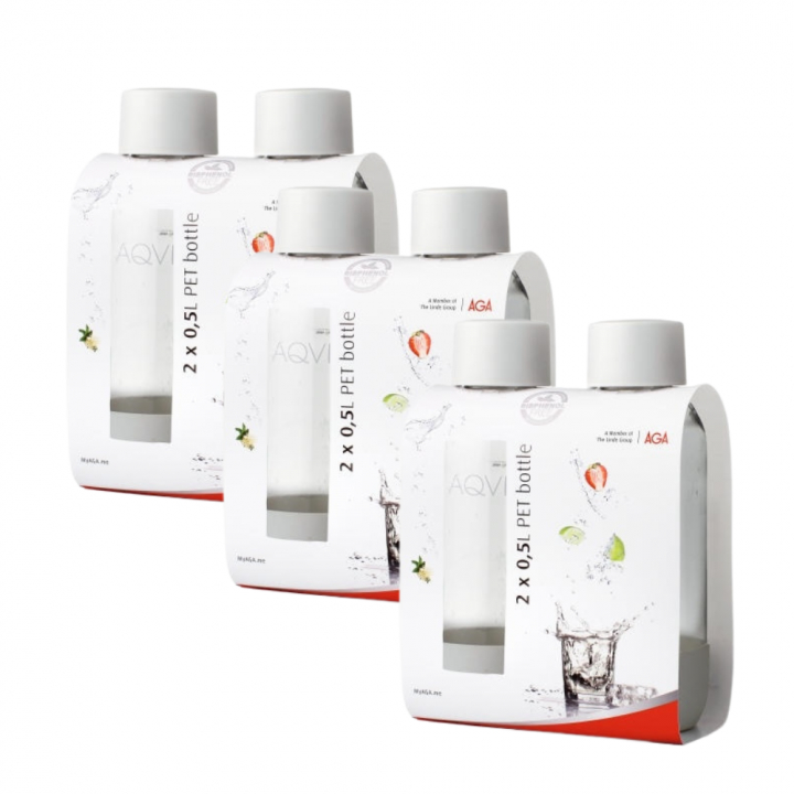 6-pack AGA AQVIA "on-the-go" 0,5L, PET-flaska (Vit)
