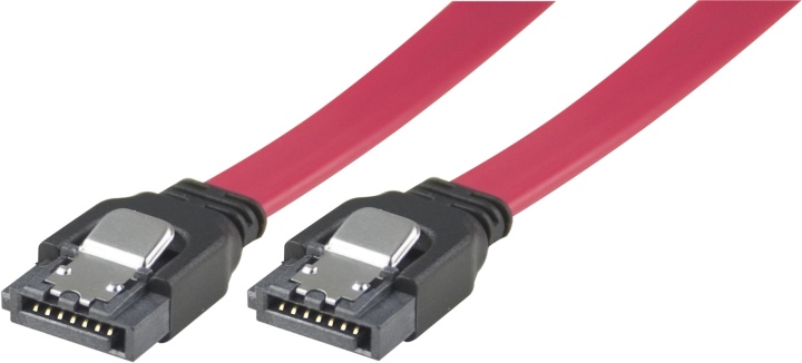DELTACO SATA/SAS-kabel, lås-clips, rak-rak, 0,5m (SATA-05D)