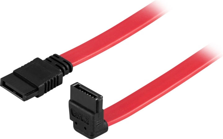 DELTACO SATA/SAS-kabel, vinklad(ner)-rak, 0,5m (SATA-05A)