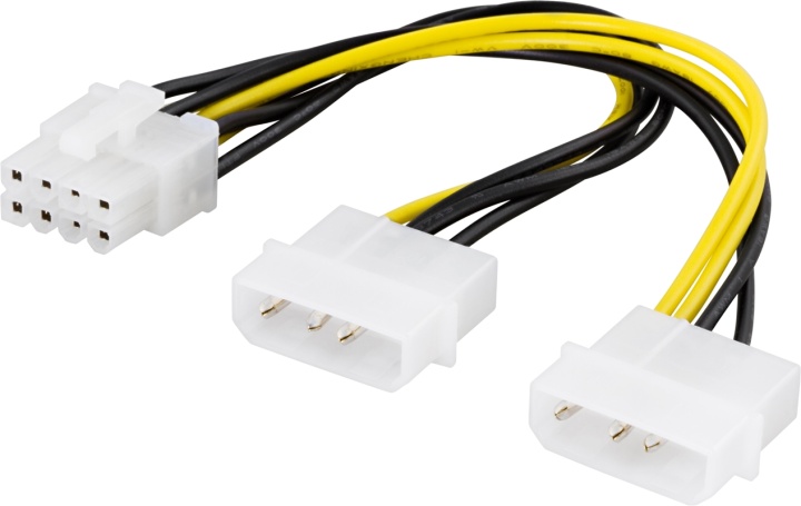 DELTACO adapterkabel, 2xMolex 4-pin till 8-pin PCI-Express, 30 cm (SSI-62)