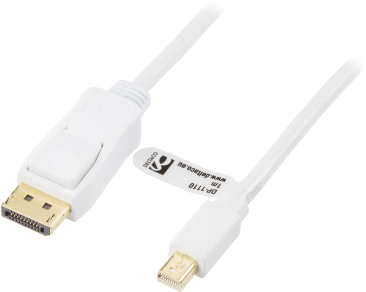 DELTACO DisplayPort till Mini DisplayPort kabel, 20-p ha-ha, 1m, vit (DP-1110)