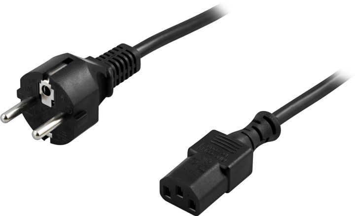 DELTACO apparatkabel, PC & vägguttag, rak CEE 7/7 - rak IEC C13, 2m (DEL-109M)
