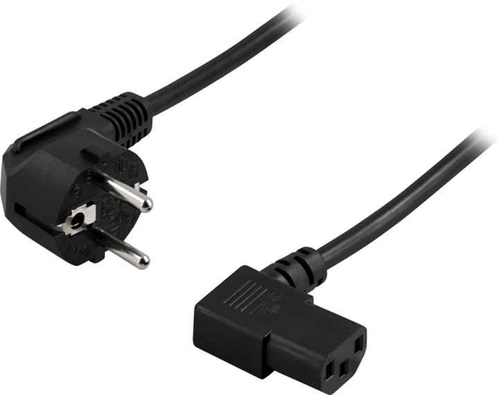 DELTACO apparatkabel, PC vägg, vinklad CEE 7/7 - vinklad IEC C13, 3m (DEL-110B)