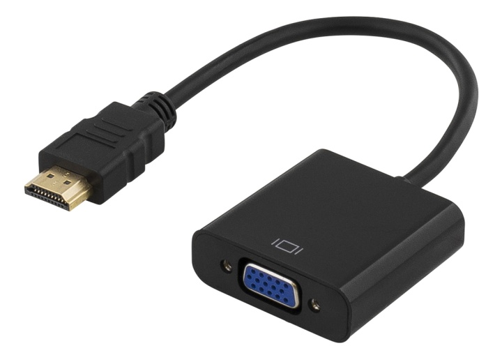 DELTACO HDMI till VGA-adapter, 19-pin ha - 15-pin+3,5mm, 0,2m, svart (HDMI-VGA7)
