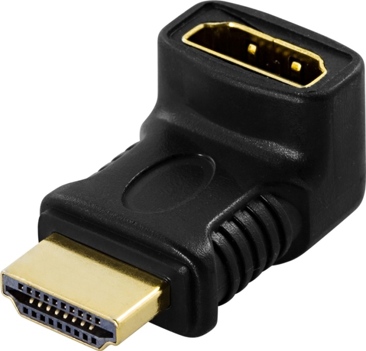 DELTACO HDMI-adapter, 19-pin hane till hona, vinklad (HDMI-14B)