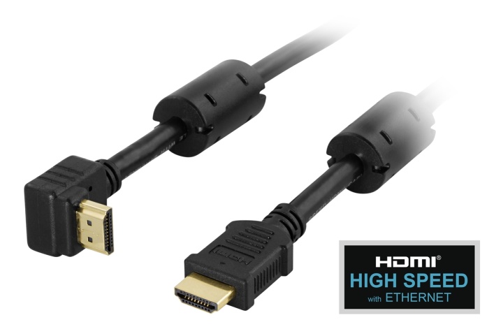DELTACO HDMI-kabel, v1.4+Eth., 19-pin ha-vink. ha, 1080p, 1,5m