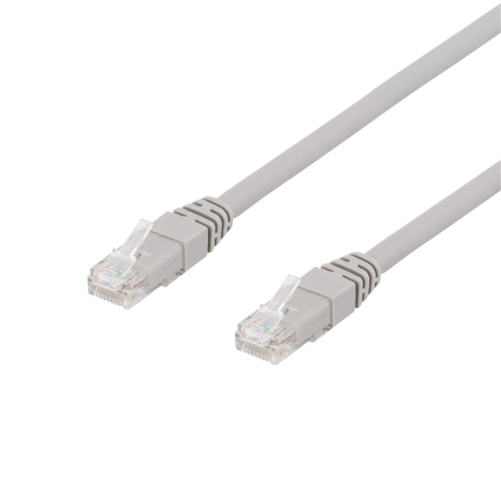 DELTACO U/UTP Cat6a patchkabel, LSZH, 15m, grå (TP-615AU)