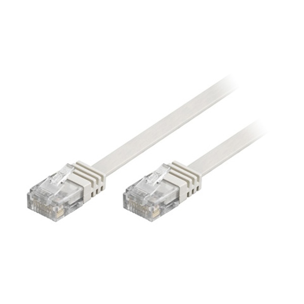 Flat U/UTP Cat5e patchkabel, guldplätterade kontakter, 15m, vit (TP-615V-FL)