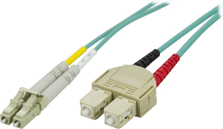 Deltaco OM3 Fiber cable, LC - SC, duplex, UPC, 50/125, 2m