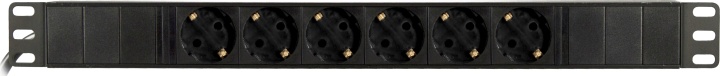 DELTACO Grenuttag, 6xCEE 7/4, 1xCEE 7/7, 2m kabel, svart (GT-8528)