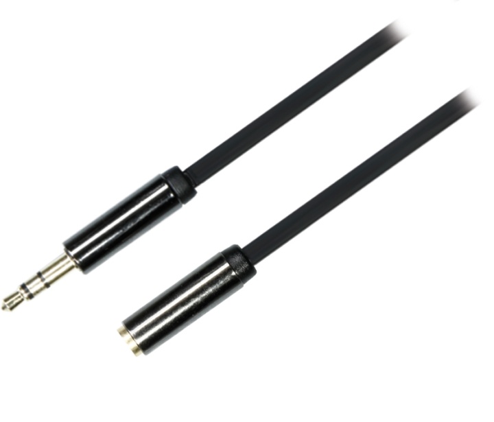 DELTACO ljudkabel, 3,5mm hane till 3,5mm hona, 0,5m, svart (AUD-110)