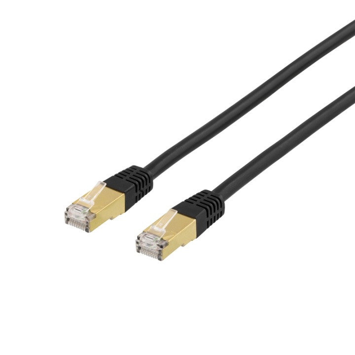 DELTACO S/FTP Cat7 patchkabel, LSZH (halogenfri), 2m, svart (STP-72S)
